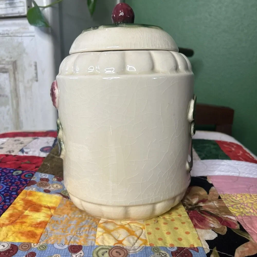 Vintage Brush McCoy Three Leaf Clover Canister 9” With Lid /Cookie Jar